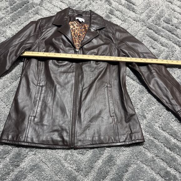 Denim & Co D&CO Leather Ladies Brown Motorcycle Jacket, Size M, Style A201535 - Picture 10 of 15